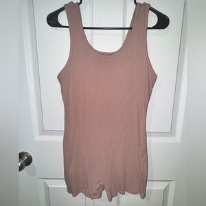 SHEIN Mauve Ribbed Bodycon Romper